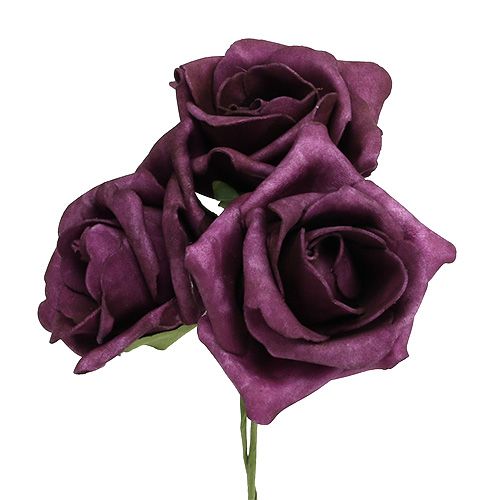 Floristik24 Rosas de espuma Ø7,5cm Malva 18 un