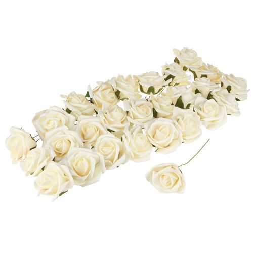 Itens Rosas de espuma Baunilha Rosas artificiais Ø6cm 27 unidades