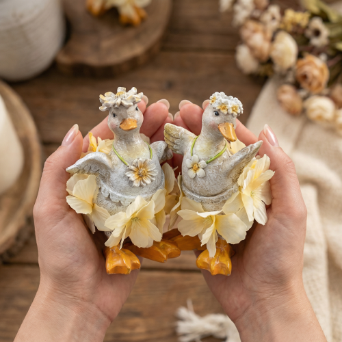 Itens Patinho decorativo com vestido floral, acessório de decoração de primavera/verão detalhado, 11 cm, 2 peças