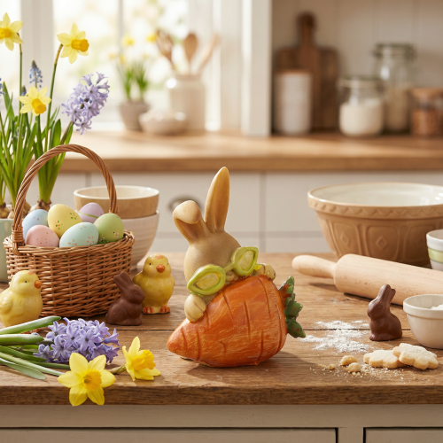 Itens Coelho decorativo com cenoura, figuras decorativas de coelho da Páscoa, 6 cm, 3 peças