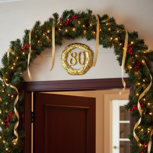 Itens Aniversário número 80 em ouro Ø40cm