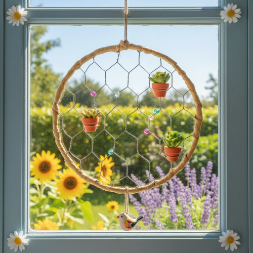 Itens Anéis decorativos de metal em ráfia para pendurar, Ø20cm, 4 peças, decoração boho para parede e janela.