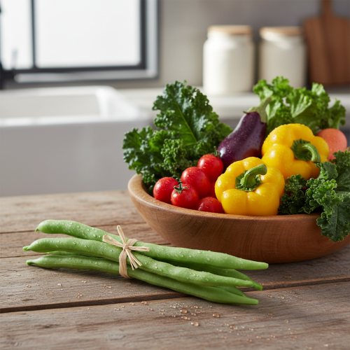 Itens Feijões decorativos, vegetais artificiais, verdes, toque realista, 17 cm, 6 peças