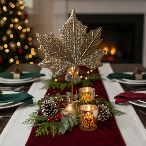 Itens Decoração de mesa decoração de folhas de bordo de outono dourada antiga 58cm × 39cm