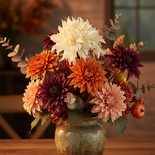 Itens Creme dália artificial 25,5cm 3uds