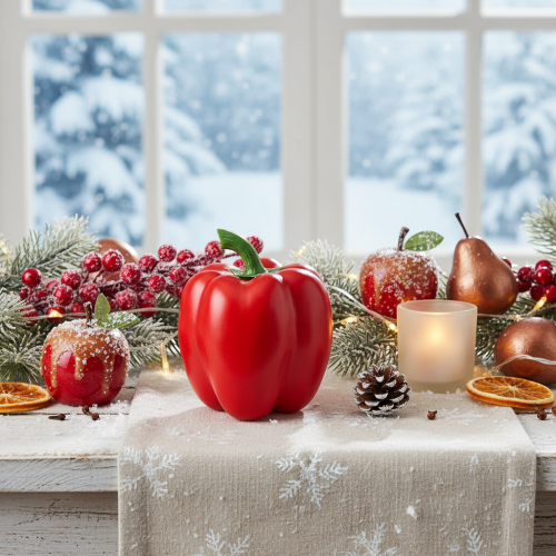 Itens Chupeta decorativa de comida vermelha com pimenta vegetal Alt.10cm