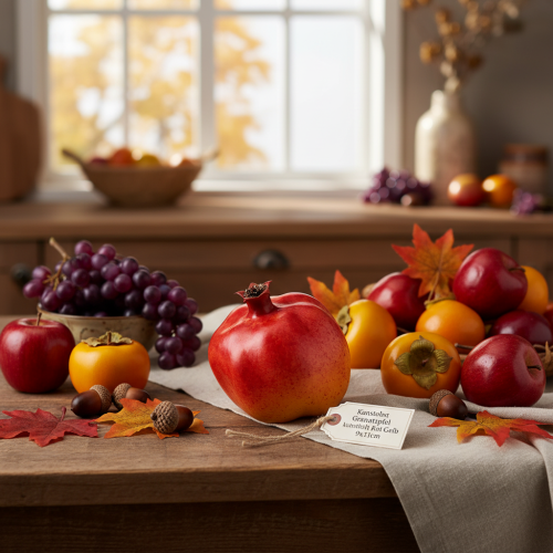 Itens Fruta artificial romã artificial vermelho amarelo 9×11cm