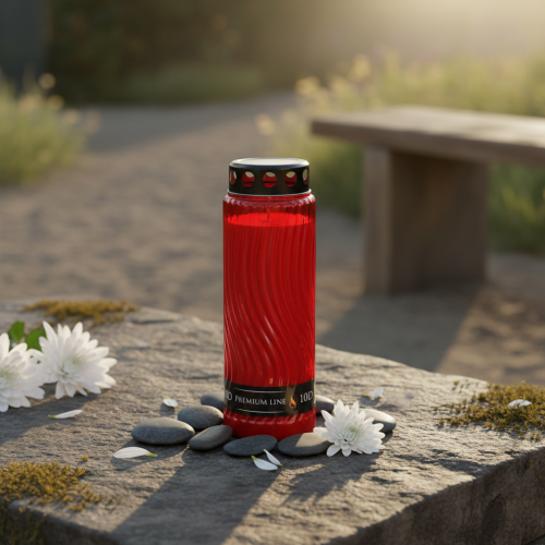 Itens Tampa de vela grave com motivo flor vermelho preto 10 dias Alt.27cm