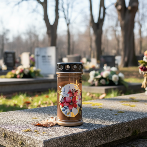 Itens Velas funerárias marrons, luzes funerárias, flores Ø7,5cm H16,5cm 6 unidades