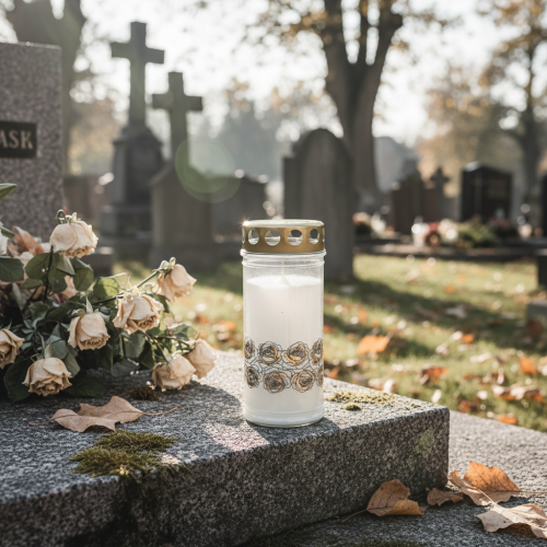 Itens Velas graves rosas brancas luz de luto luz memorial Ø7cm Alt.18cm 90h 2 unidades