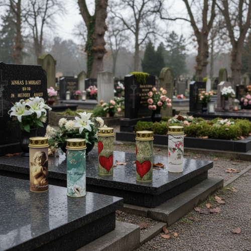 Itens Vela funerária com motivo decorativo, Ø6cm A17cm, 6 peças