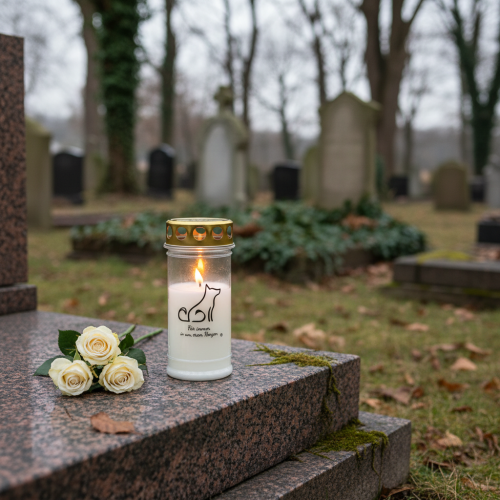 Itens Vela grave para sepultura de cachorro para animais branca Ø7cm Alt.16,5cm