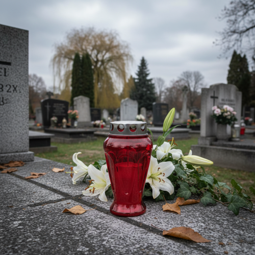 Itens Velas de sepultura gotas vermelhas luzes de luto Ø9cm H17cm 4 pcs