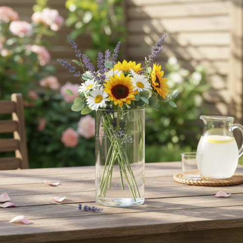 Itens Vaso alto de vidro, cilindro de vidro simples, ideal para vasos de flores ou peças decorativas, 20 cm