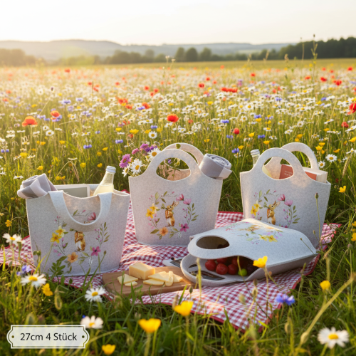 Itens Bolsa de feltro com adorável coelhinho da Páscoa, ideal para primavera e verão, 27 cm, conjunto com 4 peças.