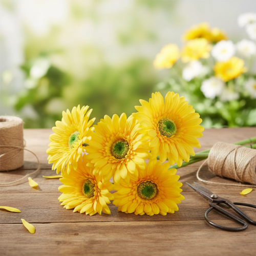Itens Flores Artificiais Gerbera Sol Amarelo Flor de Jardim 47cm