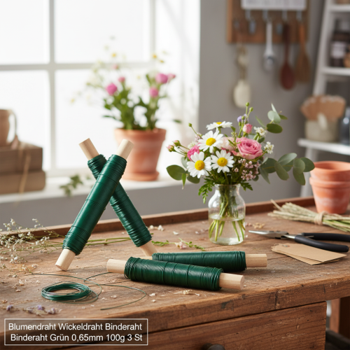 Itens Fio de envoltório de arame floral verde 0,65 mm 100g 3 peças