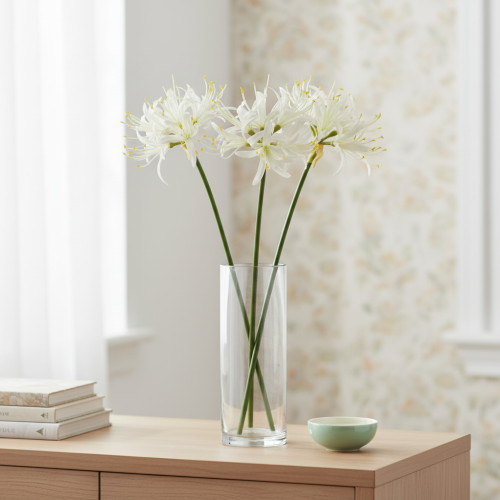 Itens Nerine Guernsey Lírio Flor Artificial Branco Amarelo Ø15cm C65cm