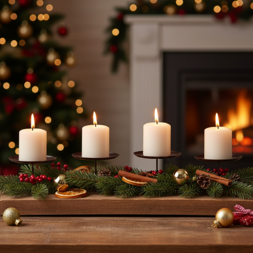 Itens Castiçal marrom Ø8cm 4 unidades