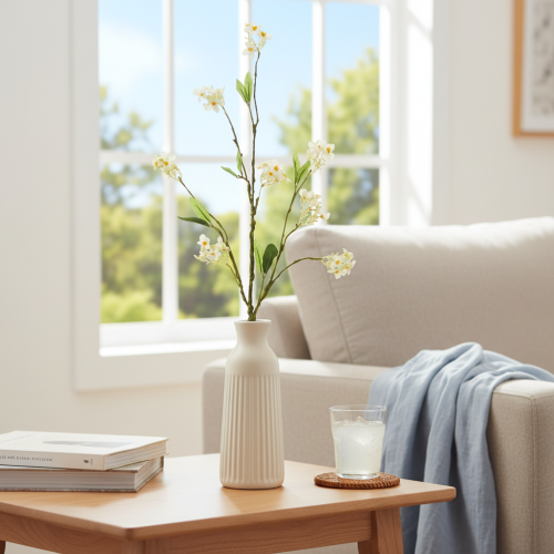 Itens Ramo de flor de macieira, ramo de flor artificial, branco, 65 cm, 1 peça