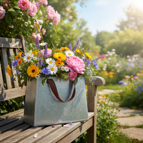 Itens Saco decorativo, prateado, branco, marrom, metal, vaso de plantas, 22 cm de comprimento, 2 peças