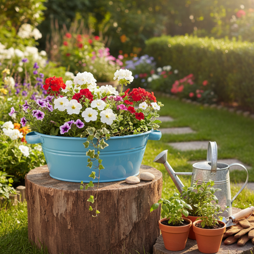 Itens Tigela redonda com alça, tigela decorativa, tigela para flores, azul, Ø33,5 cm