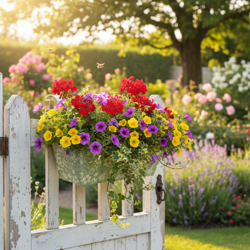 Itens Floreira com suporte, para varanda, em metal, 35x15cm, A13cm