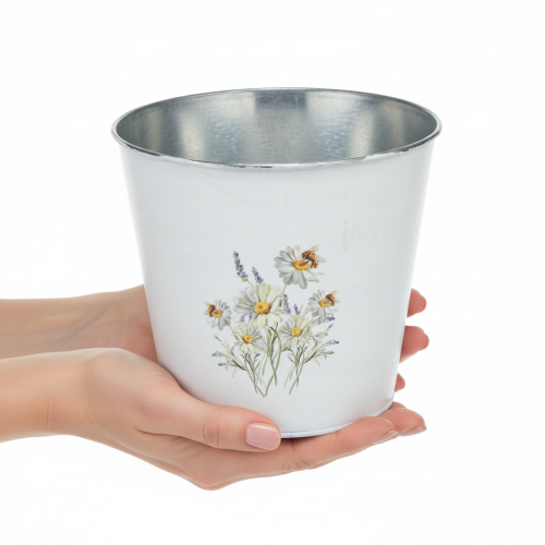 Itens Vaso de metal branco, para flores, Ø16cm A14,5cm