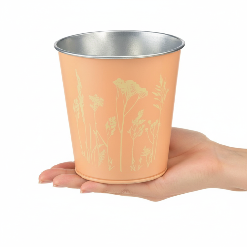 Itens Vaso de metal para flores, cor amarelo pêssego, Ø11,5cm A11,5cm