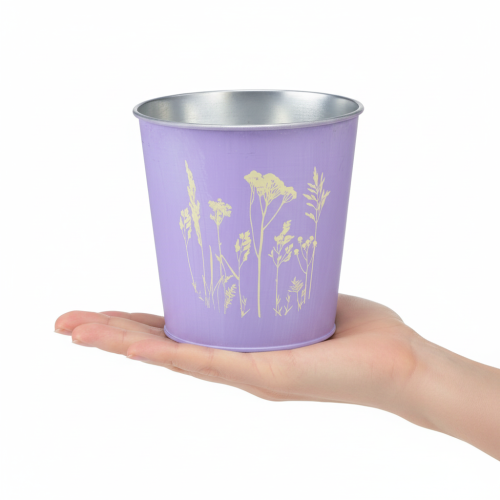 Itens Vaso de metal para flores, floreira, roxo, Ø11,5cm, A11,5cm
