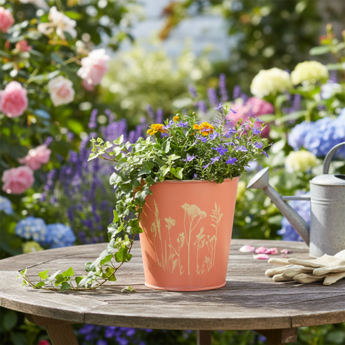 Itens Vaso de flores em formato de damasco, de metal, com Ø11,5 cm e A11,5 cm.