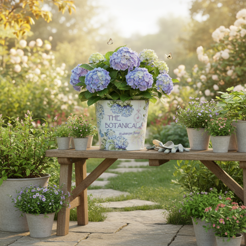 Itens Vaso/cachepô pequeno de metal para hortênsia, Ø17,5cm A16cm