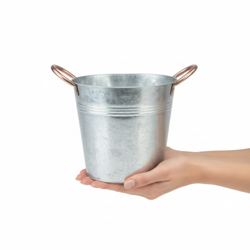 Itens Vaso de metal com alças, balde decorativo, Ø21cm A19,5cm