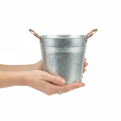 Itens Vaso de metal com alças, balde decorativo, Ø16cm A15cm