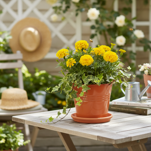 Itens Balde/vaso decorativo de metal, marrom-alaranjado, Ø16cm, A14,5cm, 1,6L