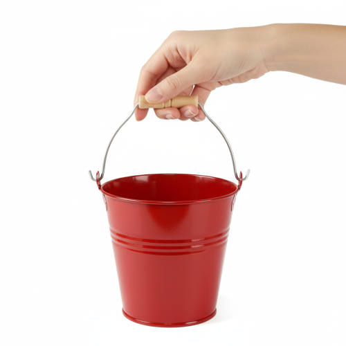 Itens Balde/vaso decorativo de metal, vermelho, Ø22cm, A21,5cm, 6L