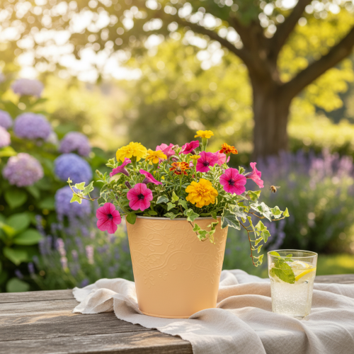 Itens Vaso de metal, laranja pastel, Ø13,5cm A12,5cm