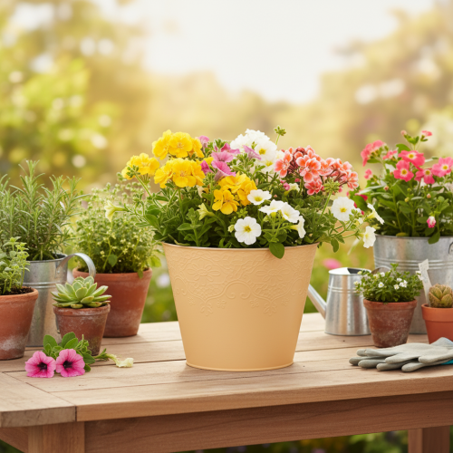 Itens Vaso de metal, laranja pastel, Ø20cm A16cm