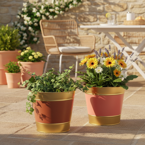 Itens Vaso de metal para plantas/flores, Ø26cm A22cm, conjunto com 4 peças