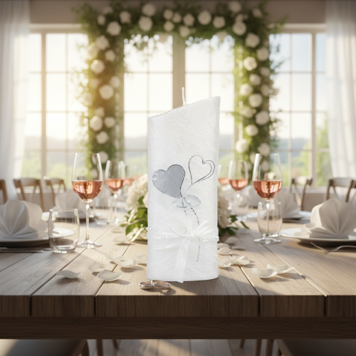 Itens Vela de casamento, vela de casamento prateada, vela branca 220/85mm