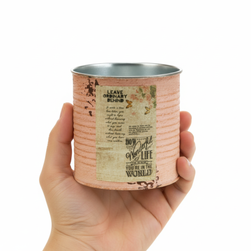 Itens Vaso de flores decorativo em metal cor salmão, decoração de verão, Ø11cm H10,5cm