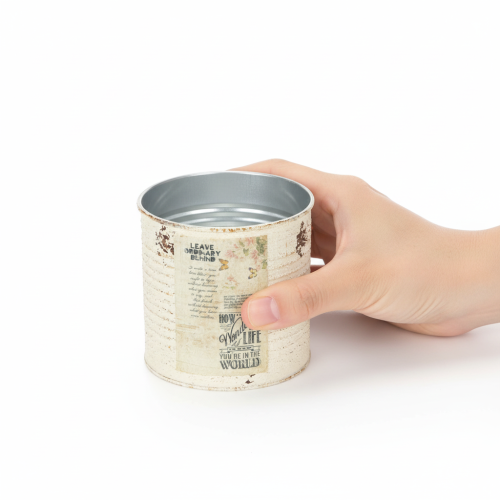 Itens Vaso de lata creme em metal estilo shabby chic Ø11cm A10,5cm