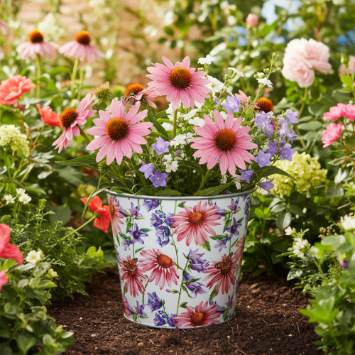 Vaso de flores, decoração de primavera, floreira, metal, Ø14cm A12,5cm | Floristik24.pt