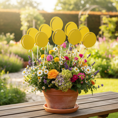 Itens Buquê de flores decoração bolo topper balão amarelo 28 cm 8 peças