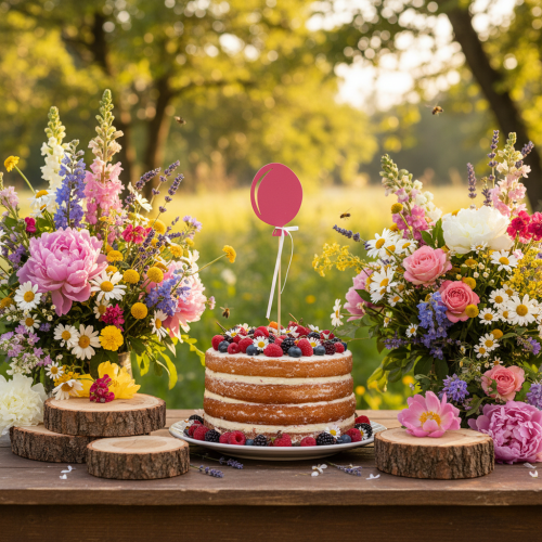 Itens Buquê de flores decoração bolo topper balão rosa 28cm 8 un