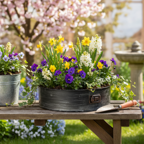 Itens Vaso de plantas, forma decorativa para assar, forma de fundo removível para plantio, decoração em metal Ø24cm A7,5cm