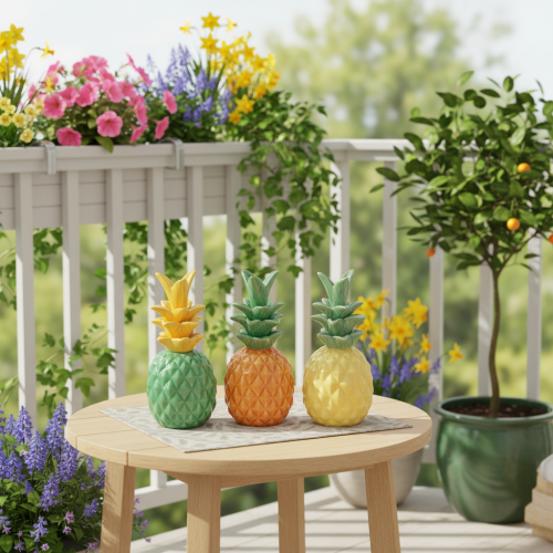 Itens Abacaxi decorativo de cerâmica, decoração de cerâmica colorida, sortida, 17 cm, 3 peças