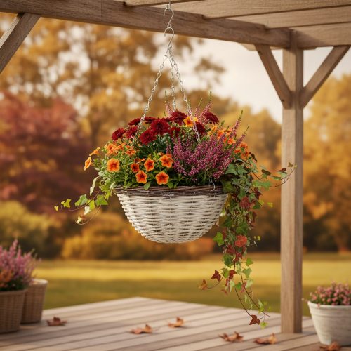 Itens Cesto de suspensão, vaso de plantas para pendurar branco, castanho, chique gasto Ø31,5cm