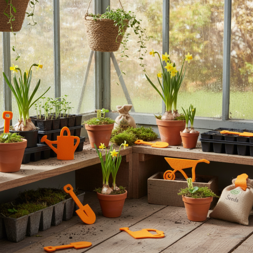 Itens Ferramenta de jardim em feltro laranja 24 unidades
