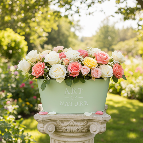 Vaso oval para flores em zinco verde menta, 27×18cm A12,5cm | Floristik24.pt